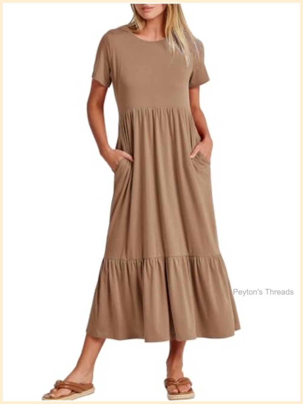 Summer Casual Short Sleeve Maxi Dress with Pockets
